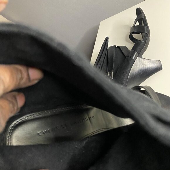 Chinese Laundry Women's Black Call Me Ankle Open Toe Heels - Picture 7 of 8